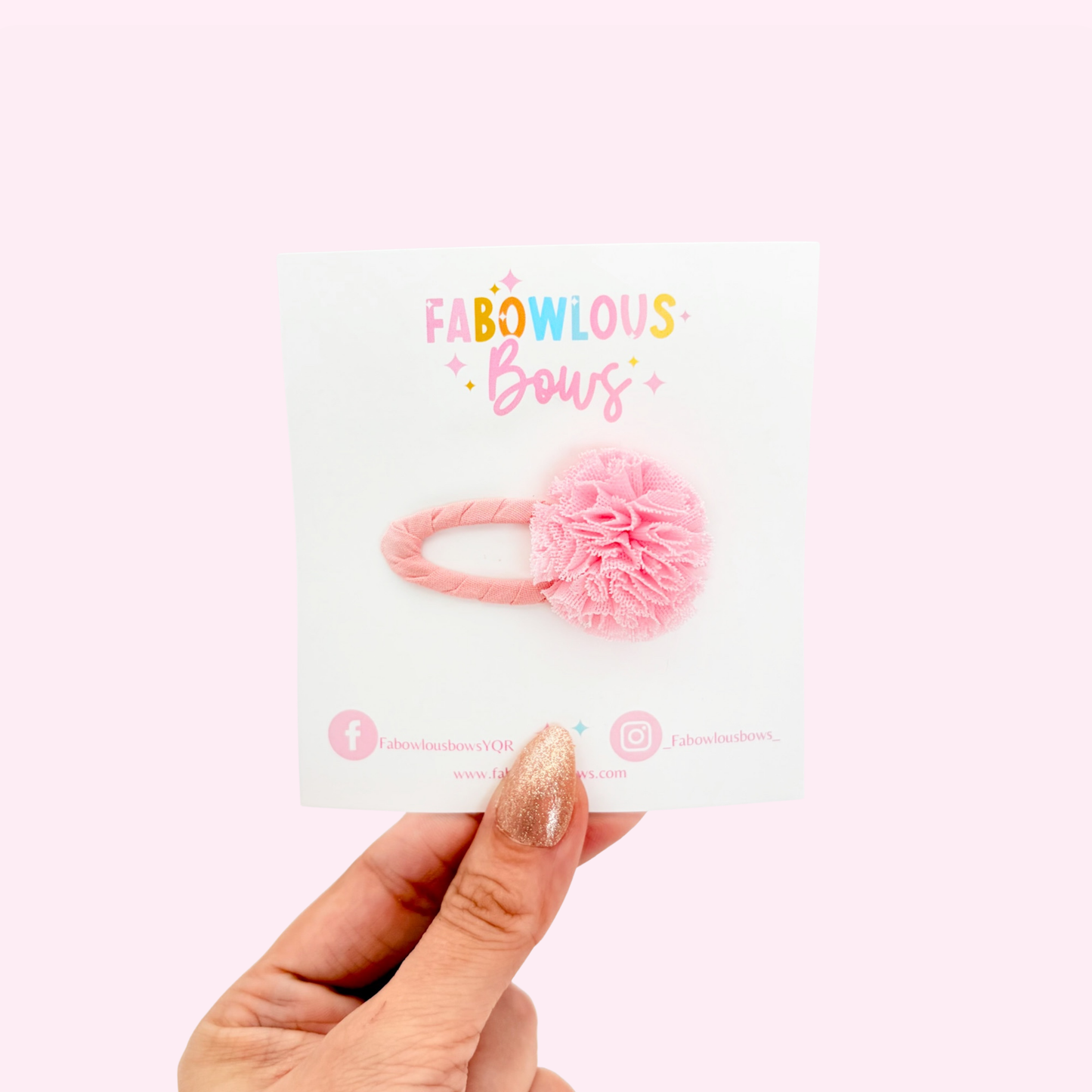 Pink Frilly Puff • Open Snap Clip