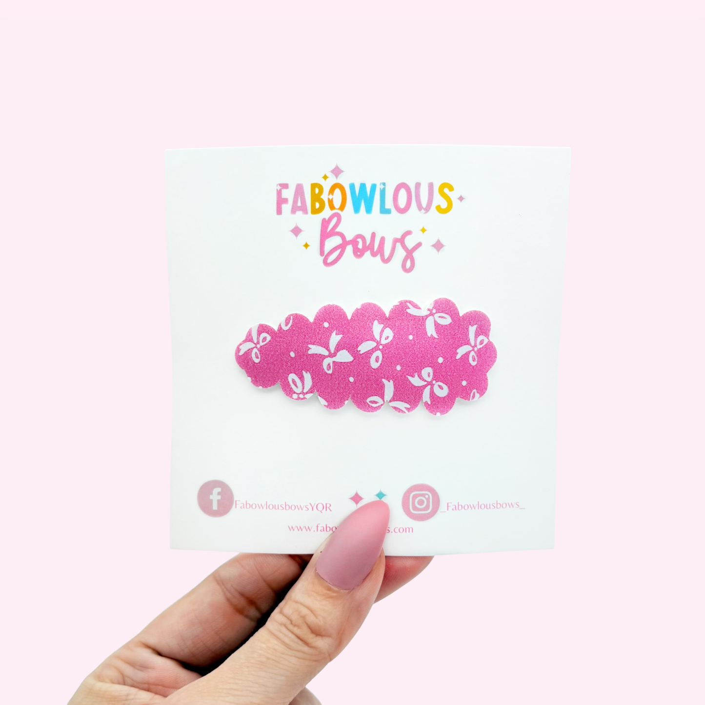 Pink Bows - Snap Clip - 3 for $10