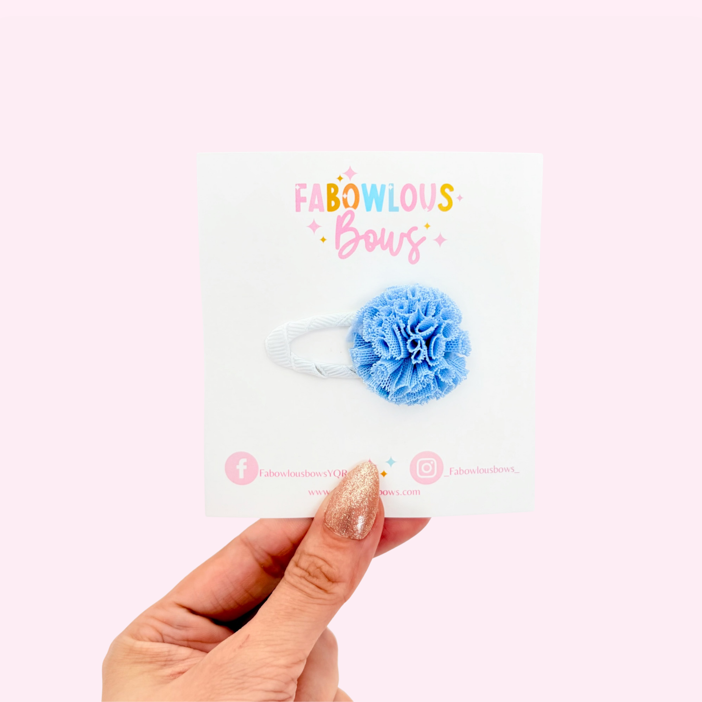 Blue Frilly Puff • Open Snap Clip