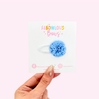 Blue Frilly Puff • Open Snap Clip
