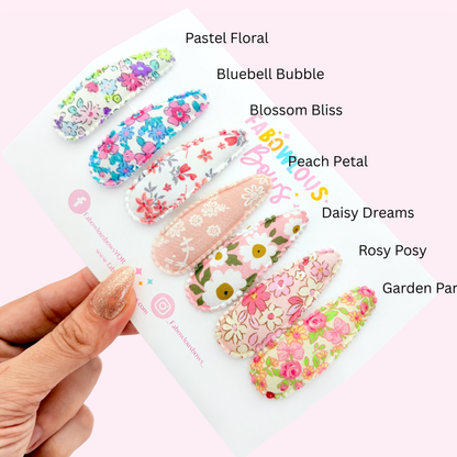 Floral Fabric Snap Clips