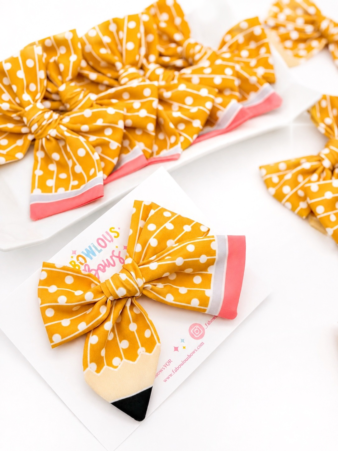 Polka Dot Pencil • Fabric Fable Bow