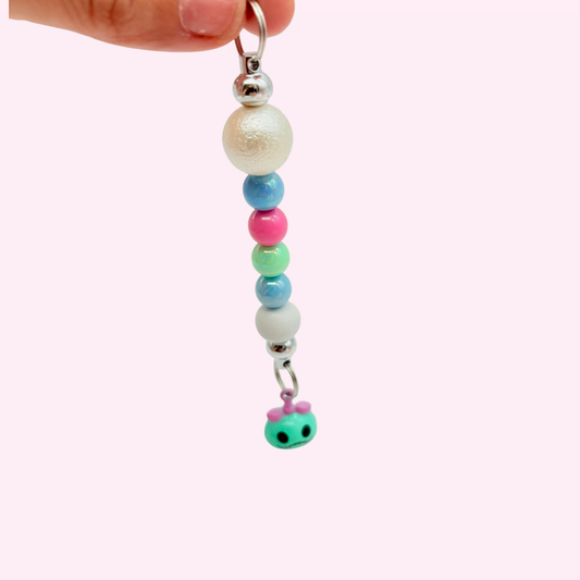 Blue Alien Doll // Beaded Keychain