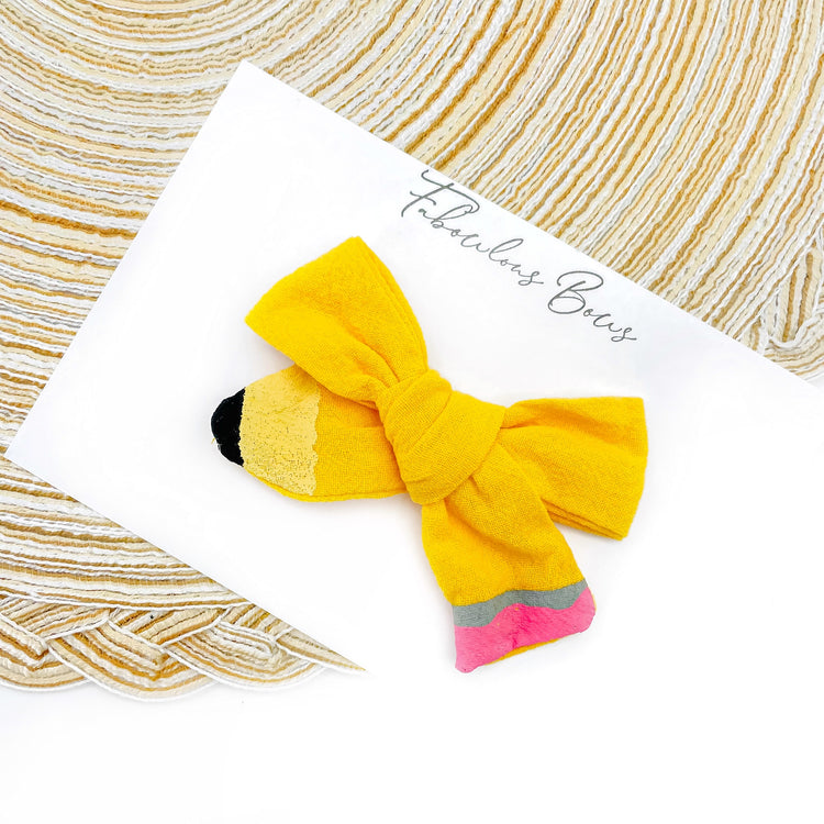 Yellow Pencil // Hand Tied Fabric Bow