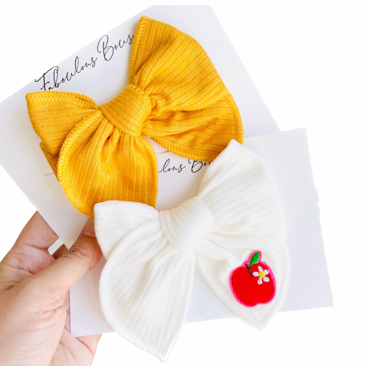 Ribbed Fabric Tied Bow // White