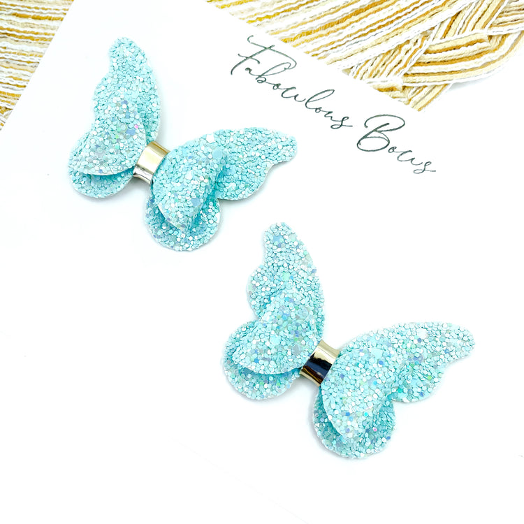 Glitter Butterfly Pigtails // Blue
